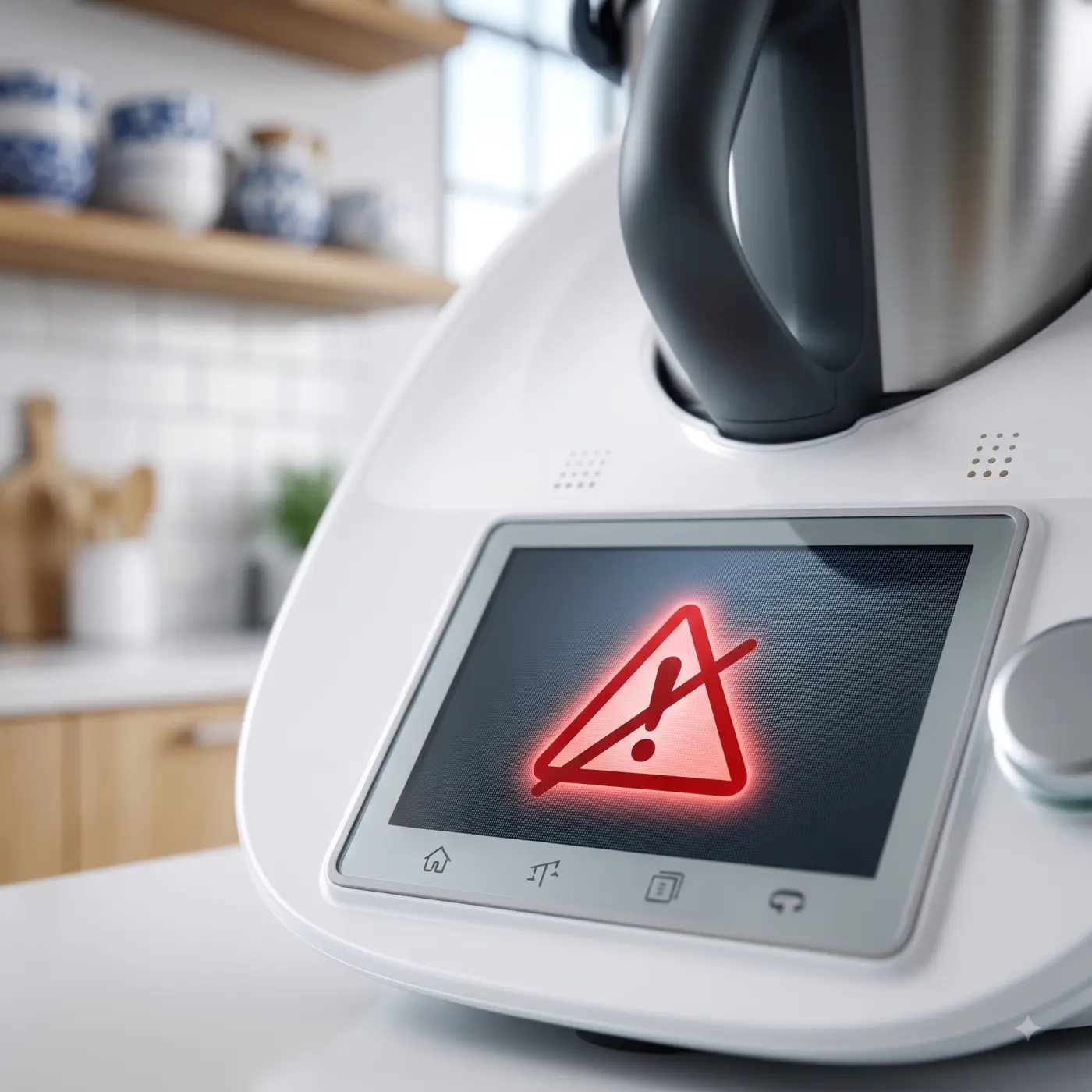 Thermomix TM5 z otwartą pokrywą na blacie serwisowym